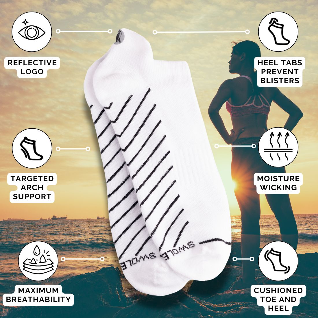 White Performance Trainer Socks