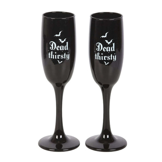 Gothic Gifts Set of 2 Dead Thirsty Champagne Flutes