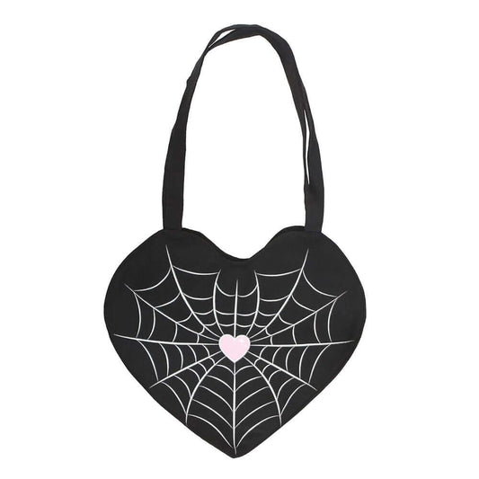 Gothic Gifts Spiderweb Heart Satin Tote Bag