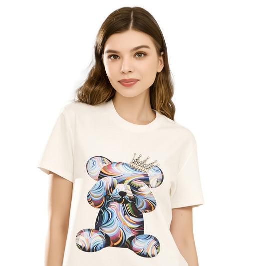 Cotton Bear Printed & Embroidered T-Shirt