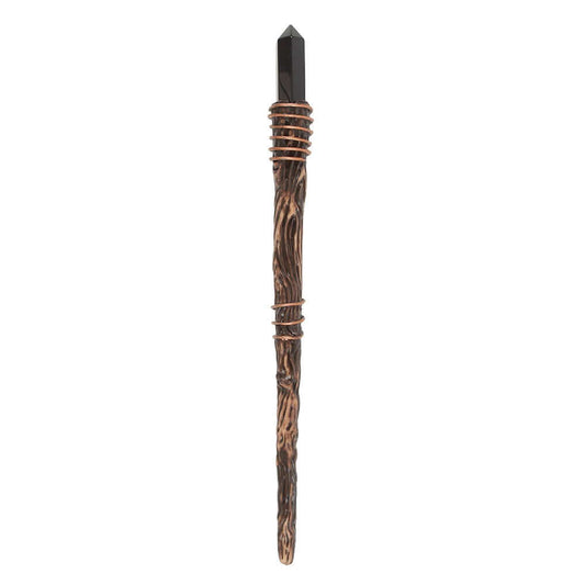 Gothic Gifts Thin and Black Obsidian Crystal Wand