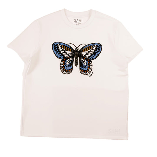 Cotton Butterfly Printed & Embroidered T-Shirt