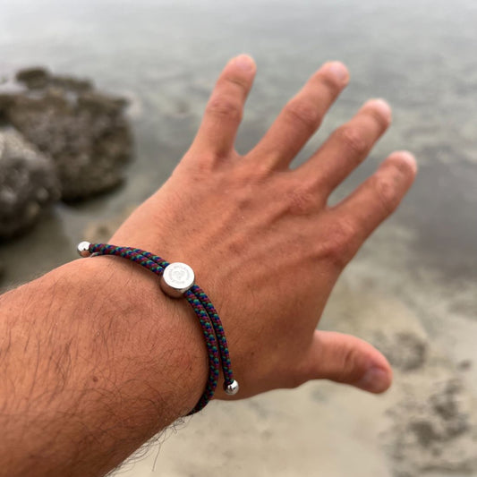 Rope Bracelet - Green & Blue Zigzag