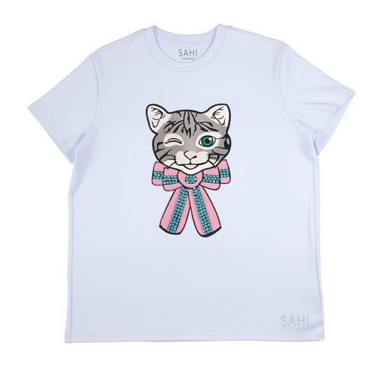 Cotton Cat Printed & Embroidered T-Shirt