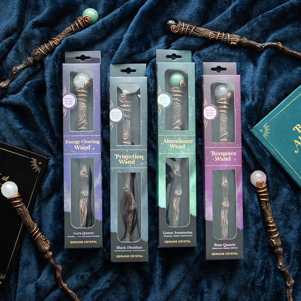Gothic Gifts Black Obsidian Crystal Wand with Pouch