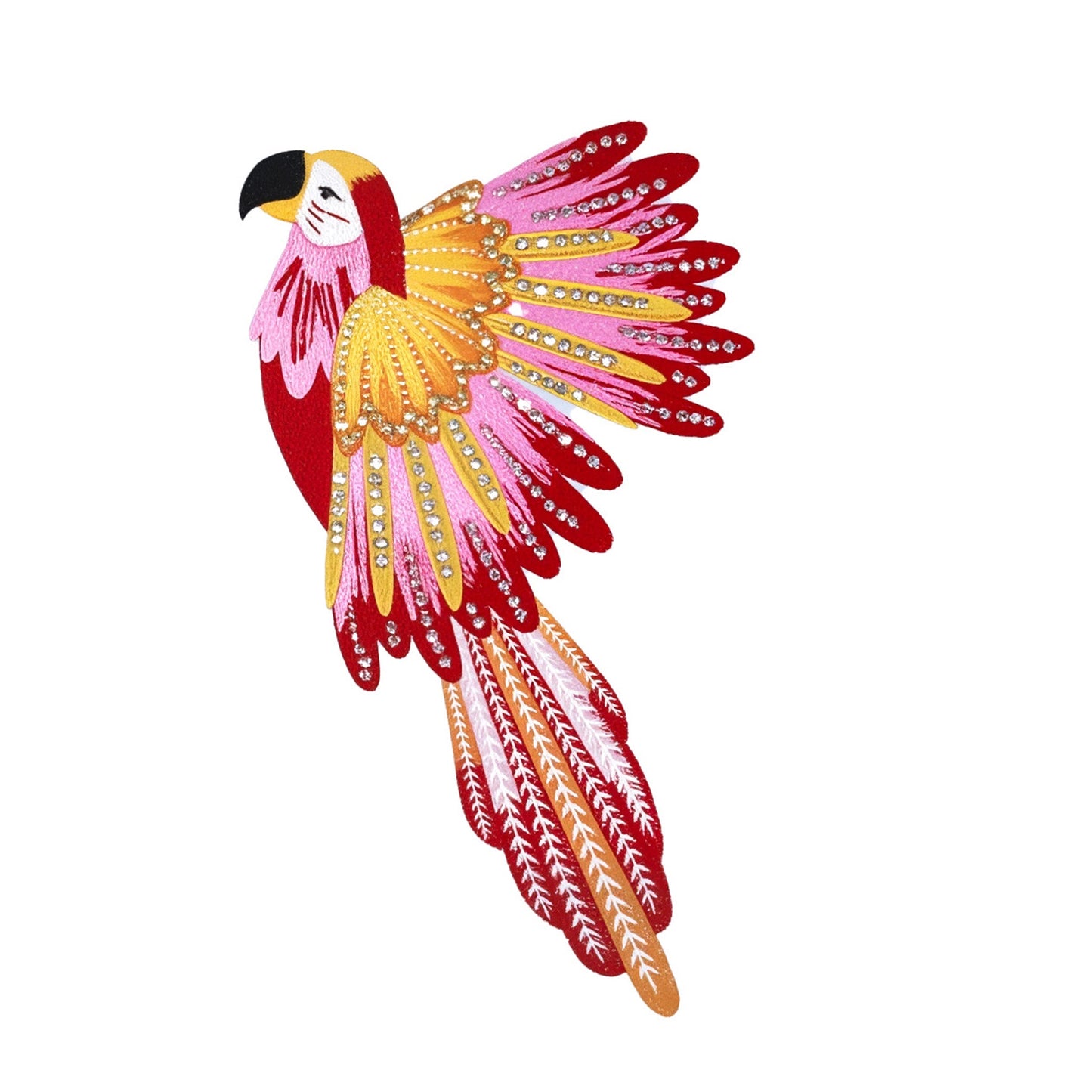 Cotton Embroidered with Beads & Thread Parrot T-Shirt