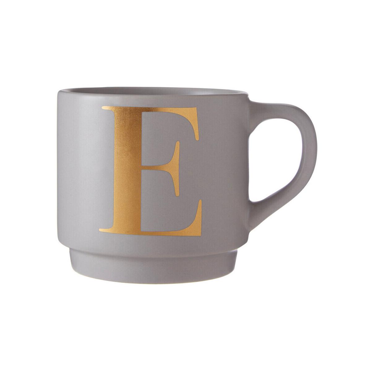 Signet Grey Monogram Mug, E