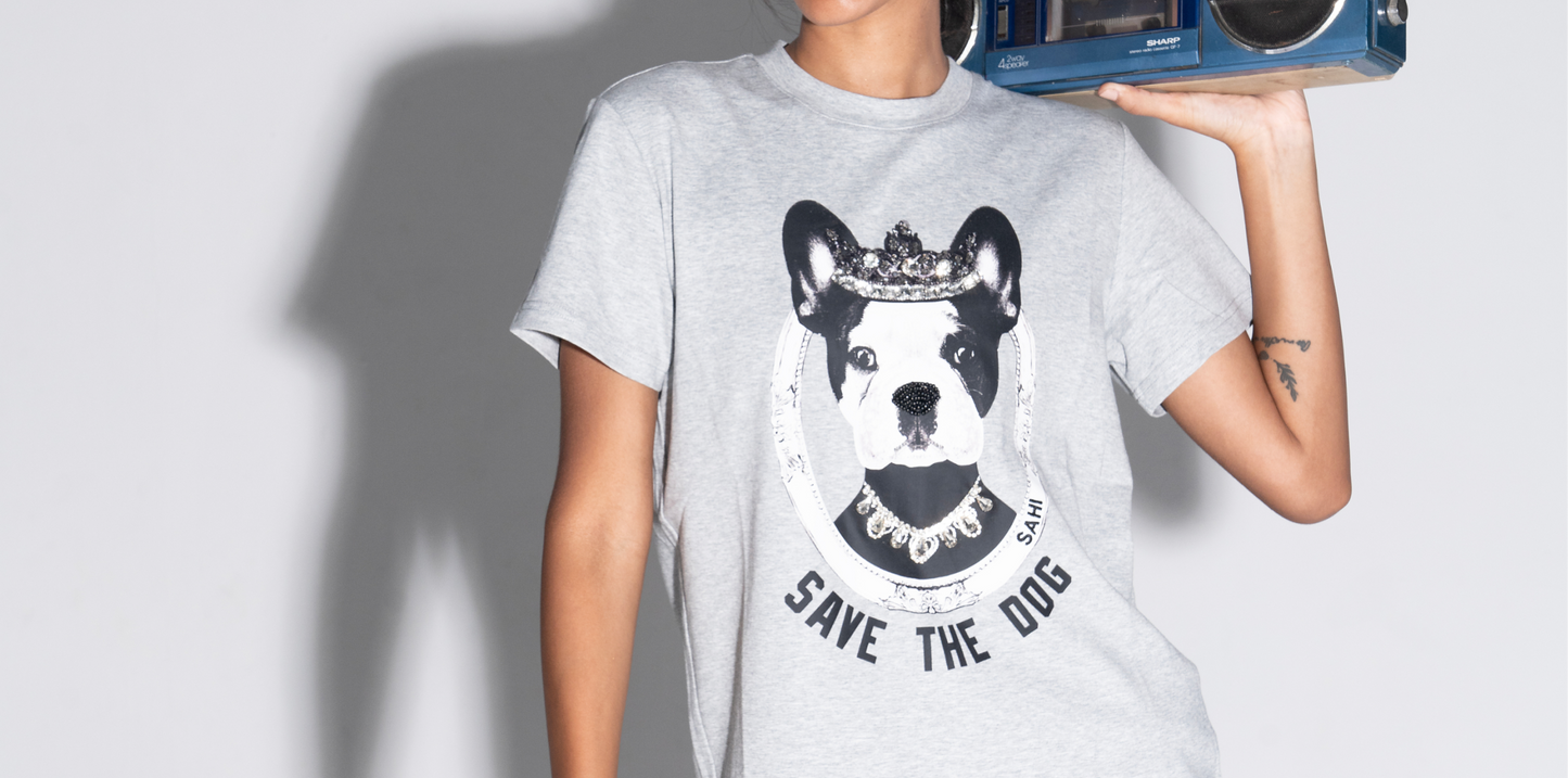 Sahi London “Save The Dog” Graphic Embroidered Women’s Cotton T-Shirt