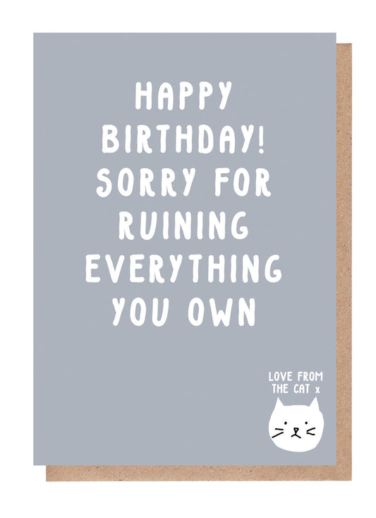 Sorry For Ruining Everything You Own Birthday Card From The Cat