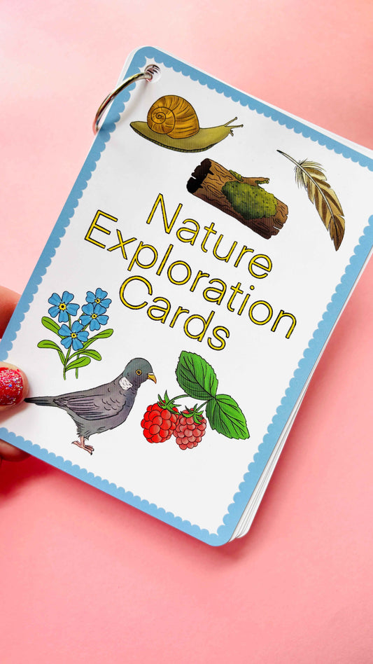 Nature Explorer Scavenger Hunt Cards- Illustrated Educational Activity Cards for Kids