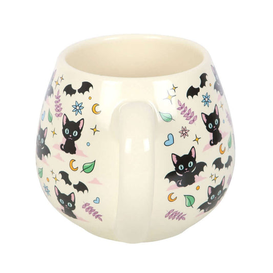 Gothic Gifts Cute and Creepy Cat Print Rounded Mug