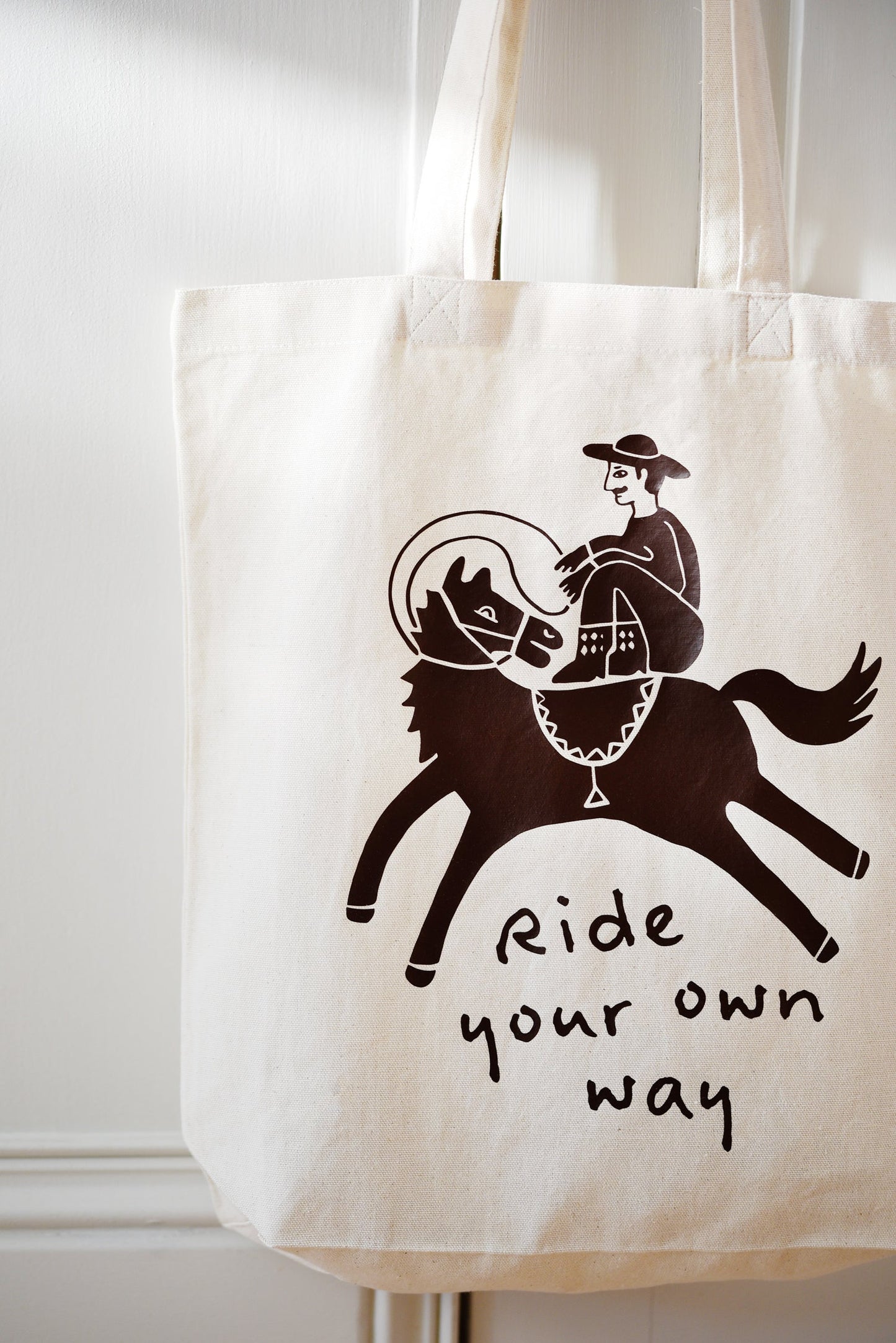 Ride Your Own Way Canvas Shopping Tote Bag - fancy cowboy on a horse