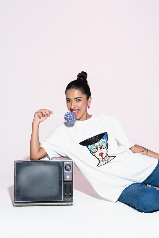 Sahi London Pop Art 417 Hand-Embroidered Women’s Cotton T-Shirt