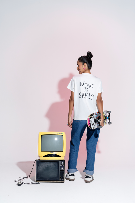 Sahi London Pop Art Alice Hand-Embroidered Women’s Cotton T-Shirt