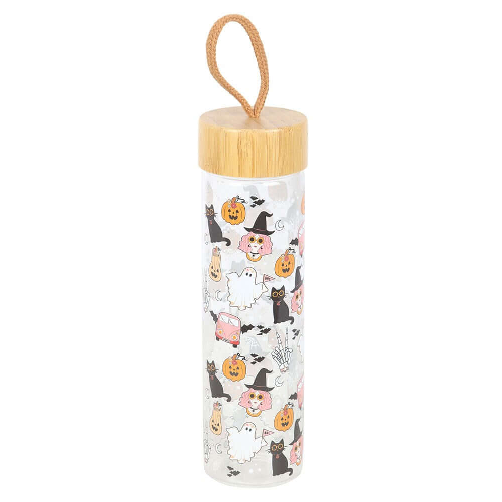 Gothic Gifts Groovy Ghost Print Glass Water Bottle