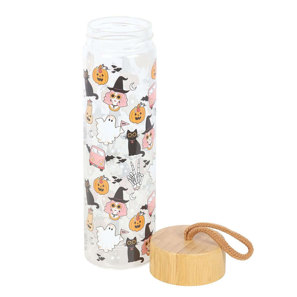 Gothic Gifts Groovy Ghost Print Glass Water Bottle