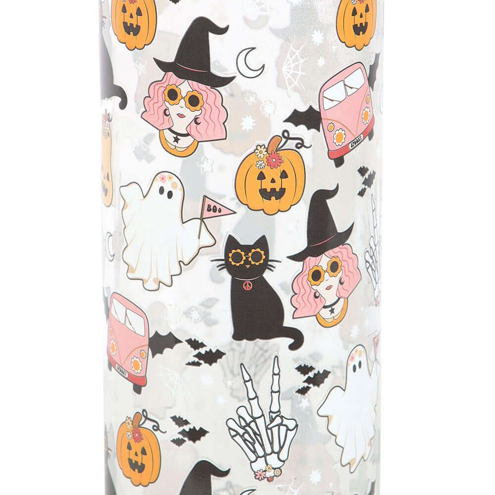 Gothic Gifts Groovy Ghost Print Glass Water Bottle
