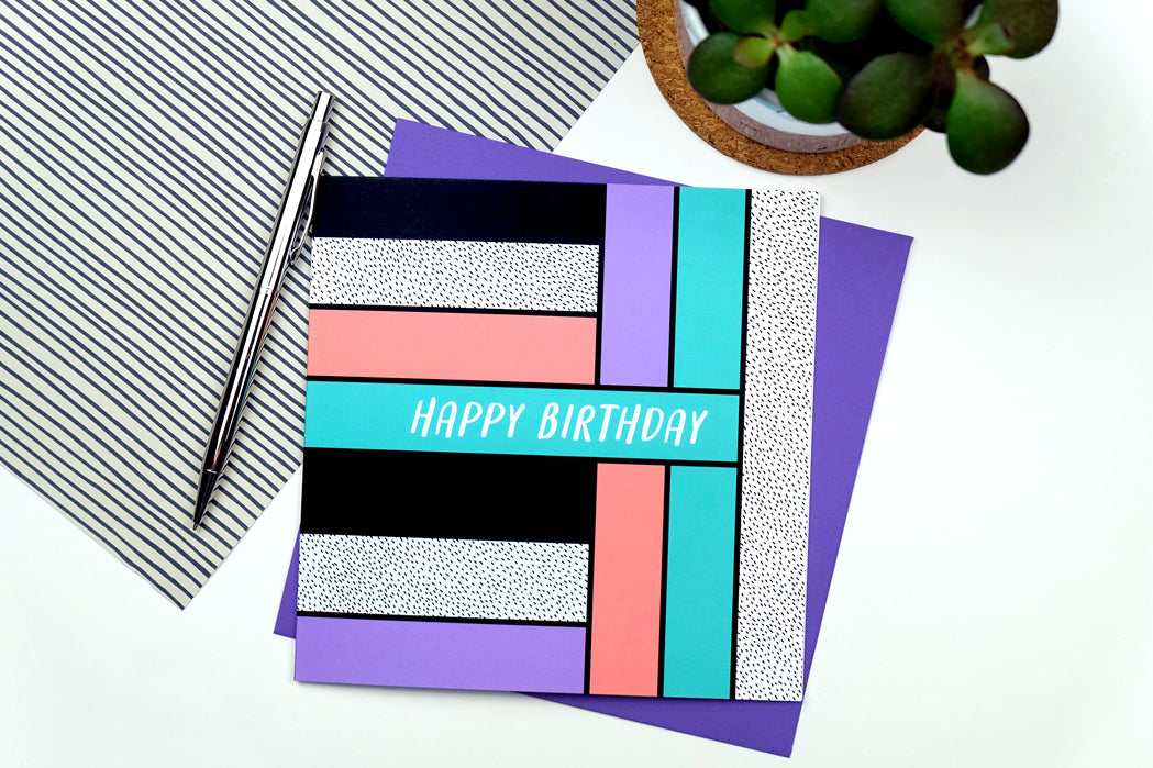 Pastel Mondrian Birthday Card