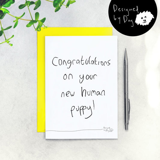 Human Puppy New Baby Card