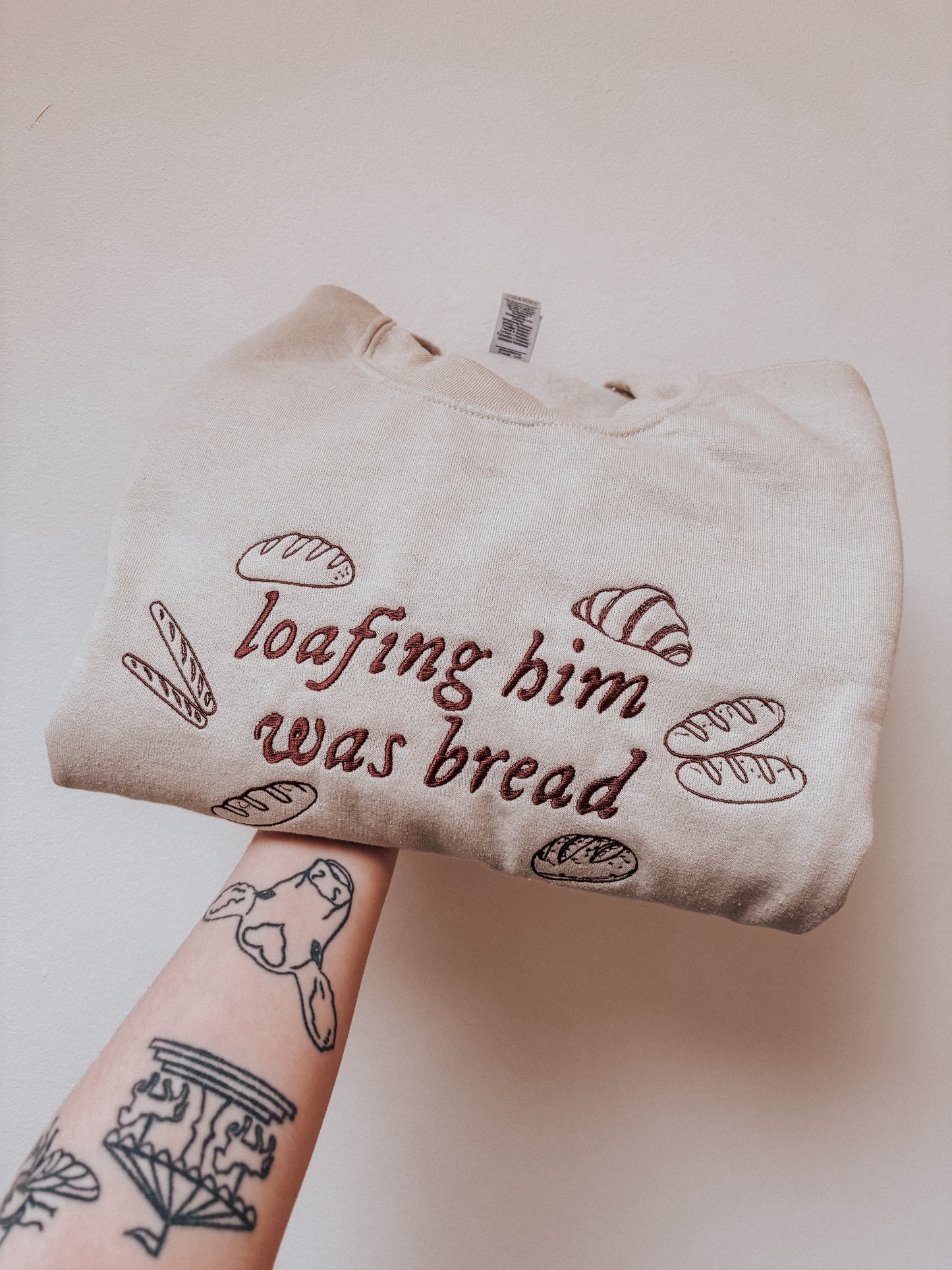Loafing Him Was Bread embroidered sweatshirt