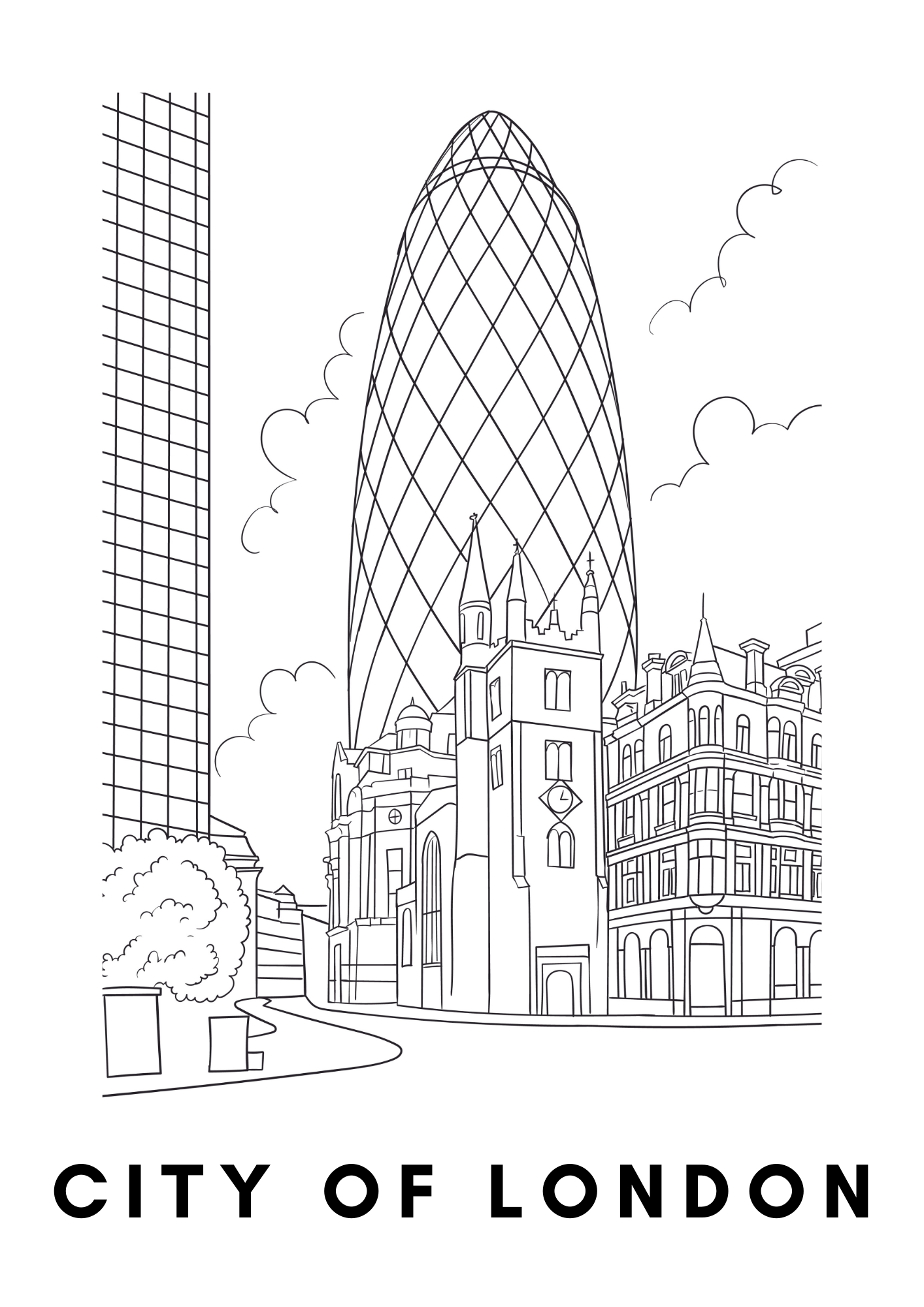 City of London Wall Art (A4)