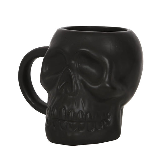 Gothic Gifts Matte Black Skull Shaped Mug