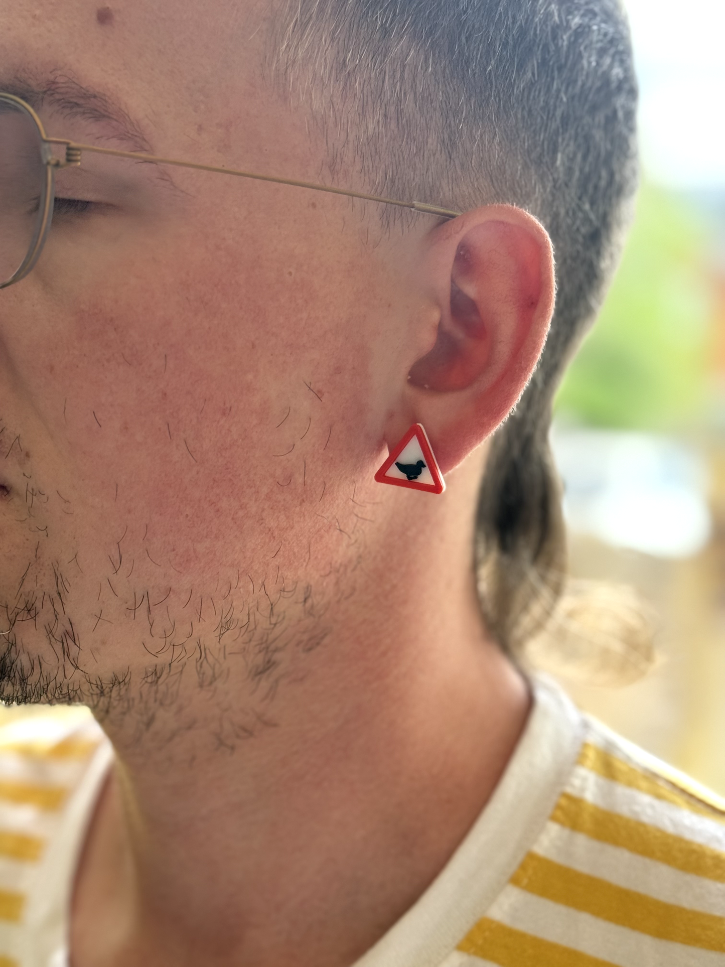 Warning! Ducks Stud Earring