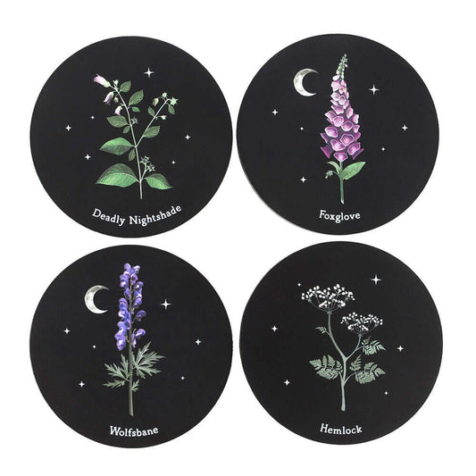 Gothic Gifts Poisonous Plants Coaster Set