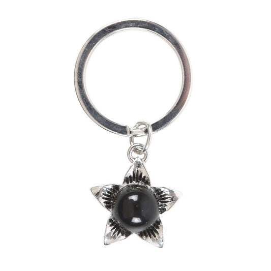 Gothic Gifts Deadly Nightshade Keyring with Black Obsidian