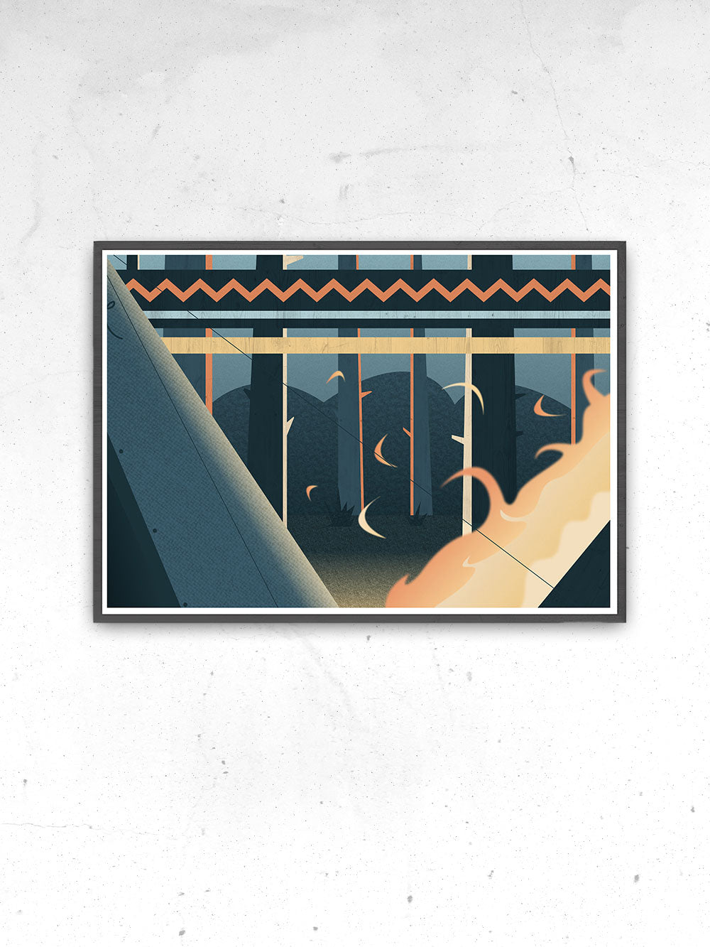 Camp Fire Digital Illustration Art Print