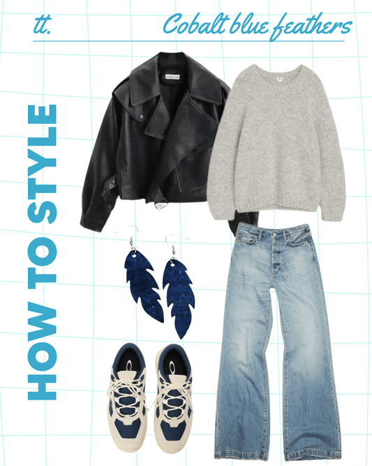 Cobalt blue leaf earrings