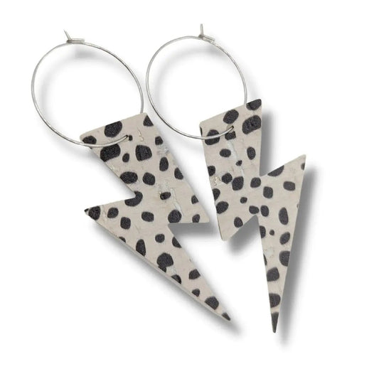 Dalmatian cork Lightning Hoop earrings