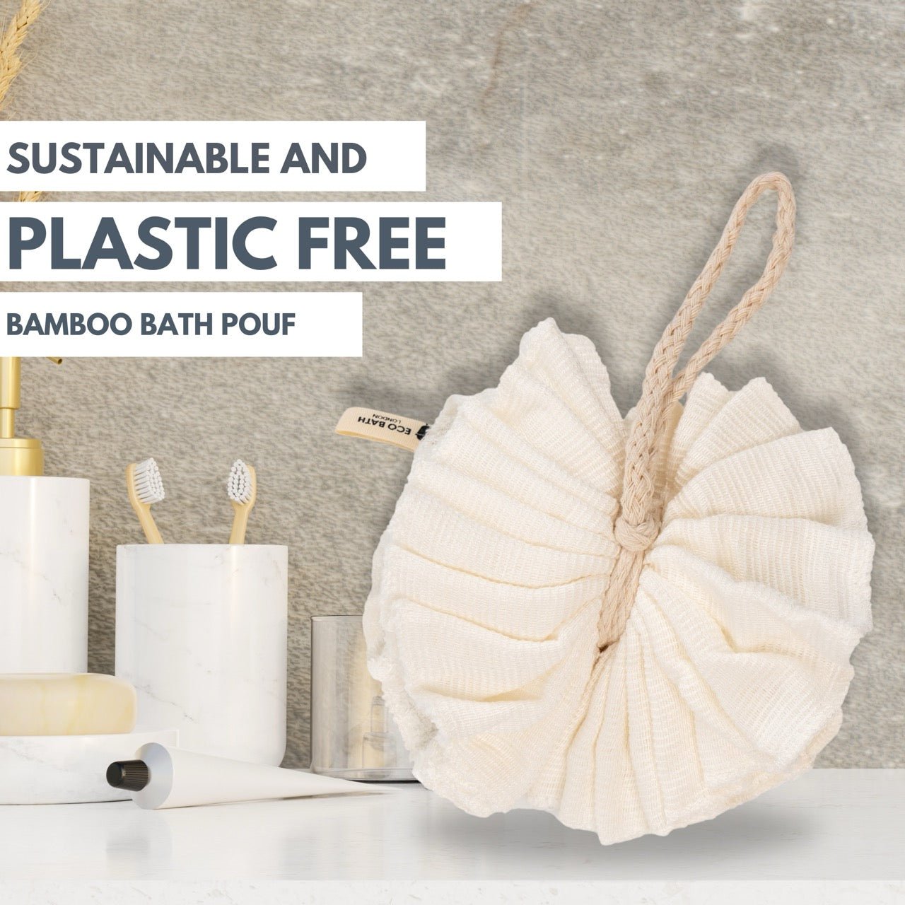 Eco Bath London Bamboo Bath Puff - Soft Body Scrubber Bath Sponge