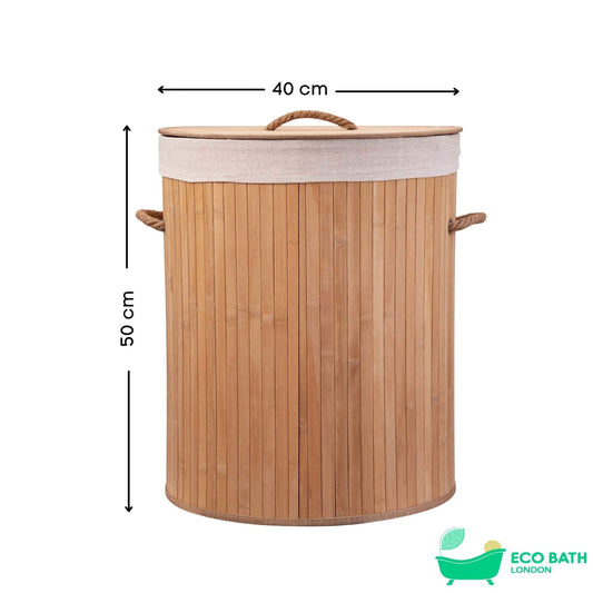 Eco Bath London Bamboo Laundry Basket with Lid and Removable Lining