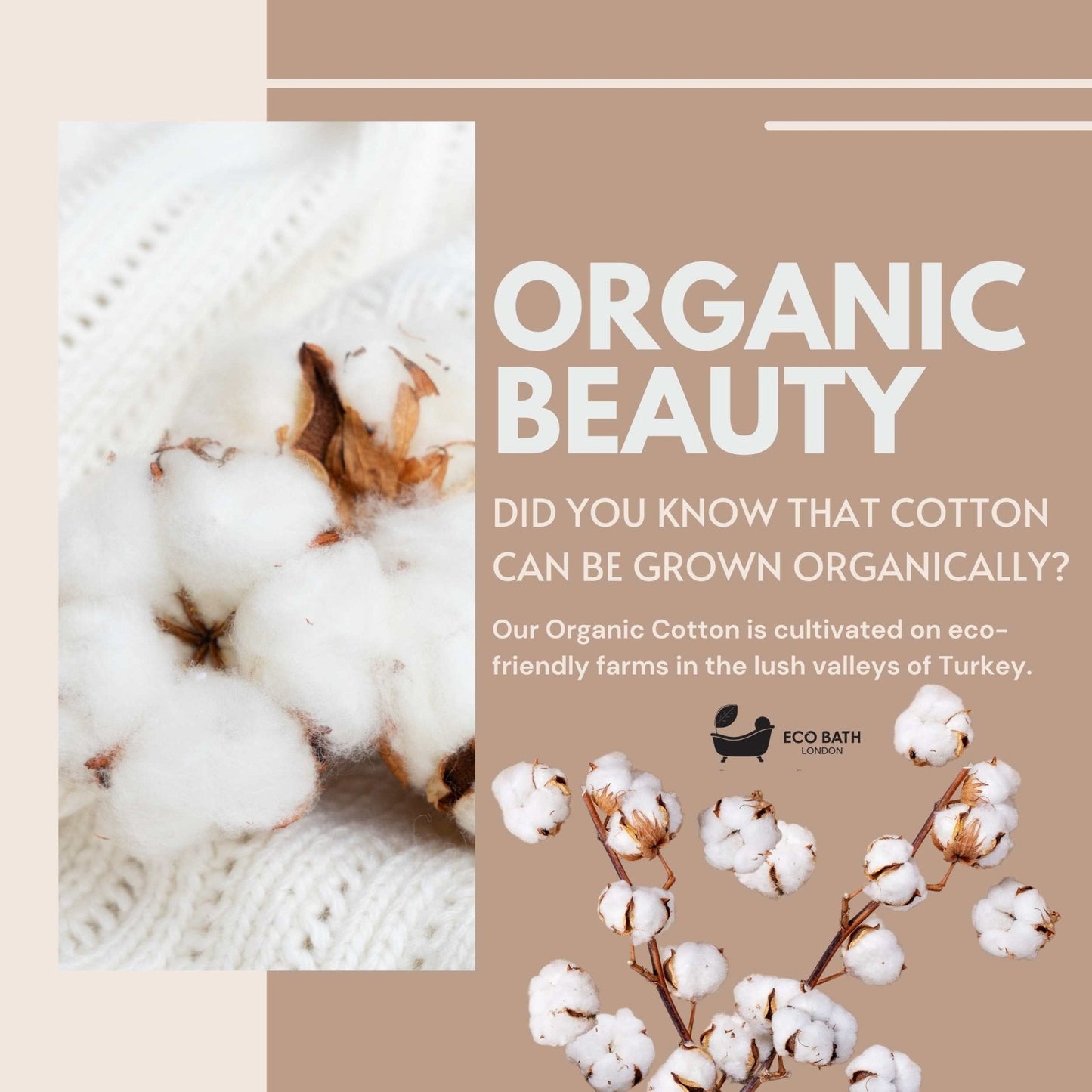 Eco Bath London Organic Cotton Bath Mitt - Pack of 3, Ultra Soft and Hypoallergenic