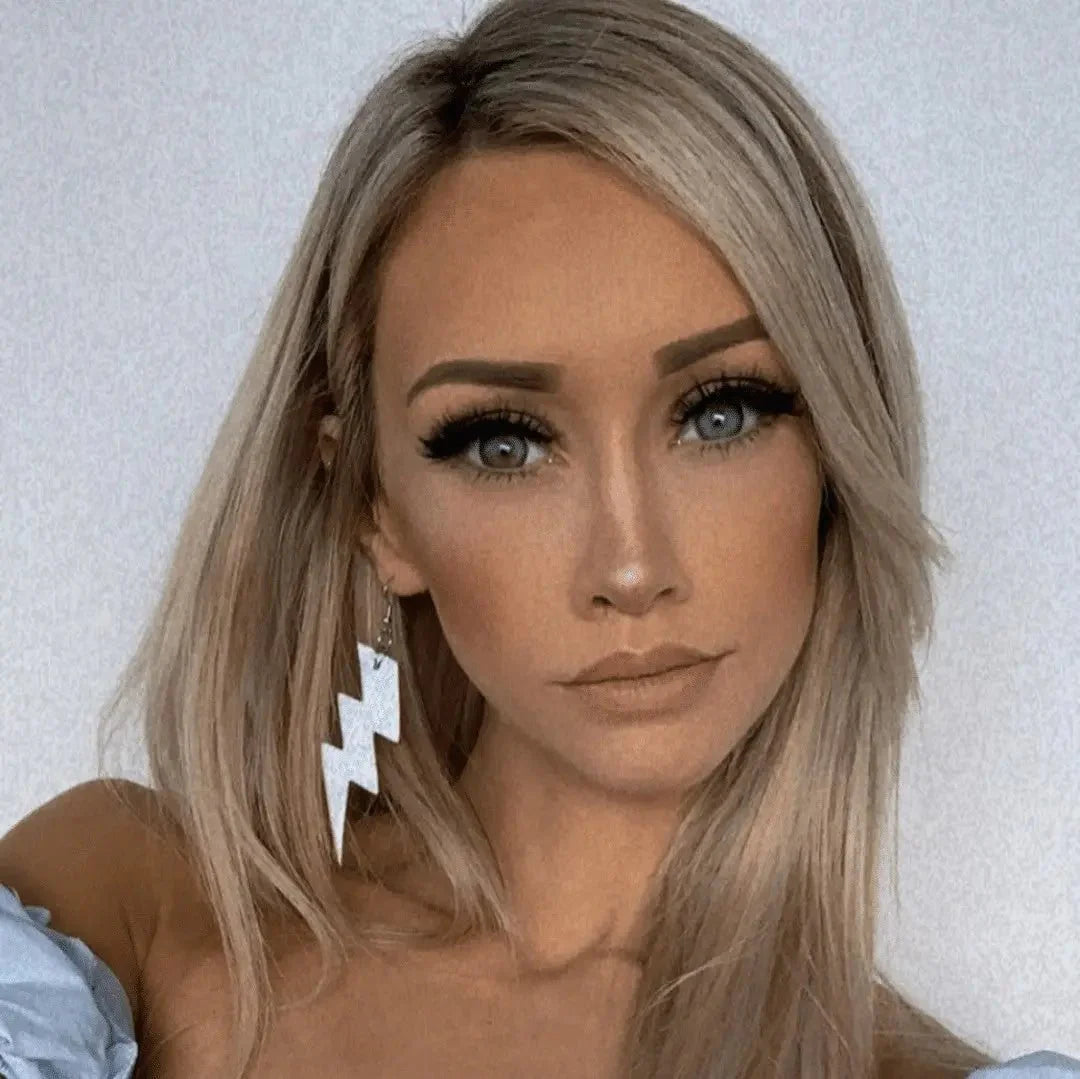 Large glitter triple lightning bolt earrings