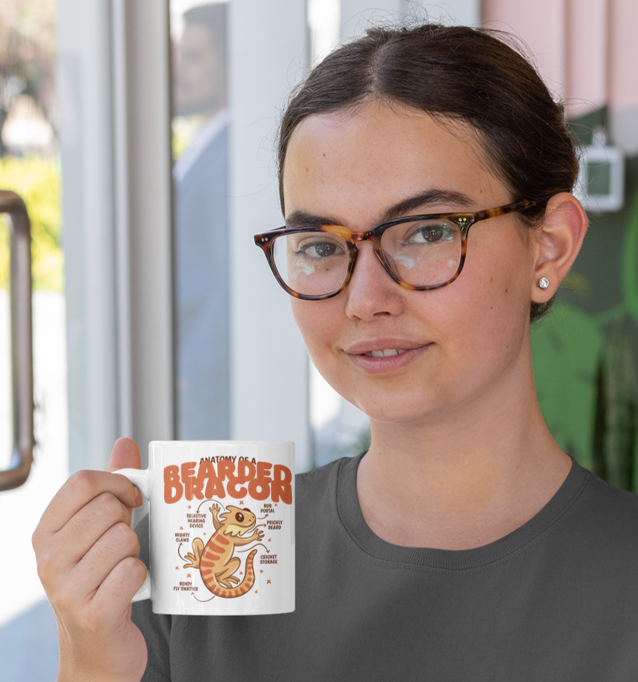 Beaded Dragon White Coffee Mug