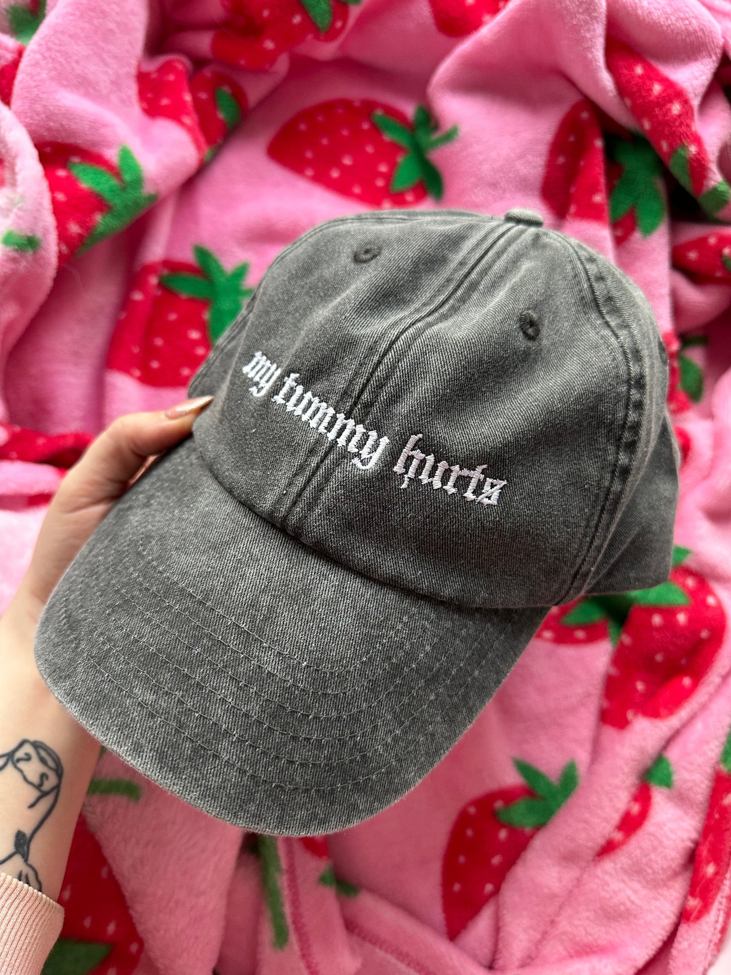 My Tummy Hurts embroidered baseball cap