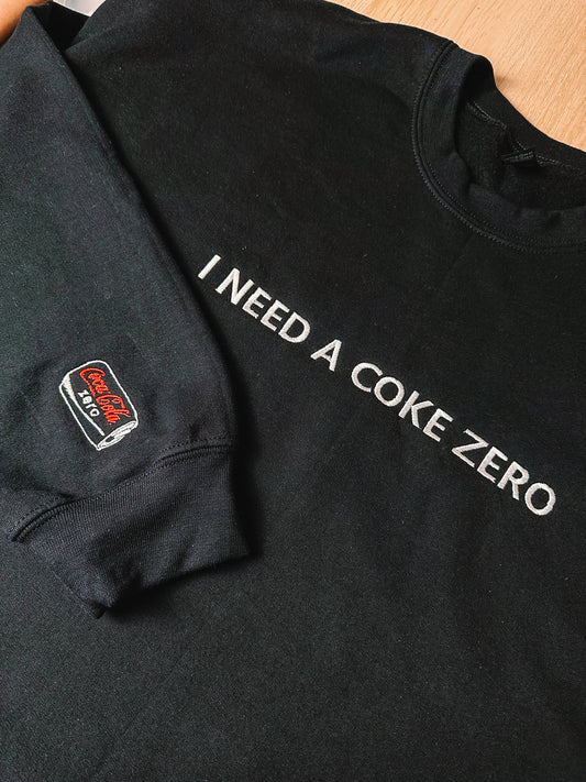 I Need A Coke Zero embroidered sweatshirt with sleeve detail