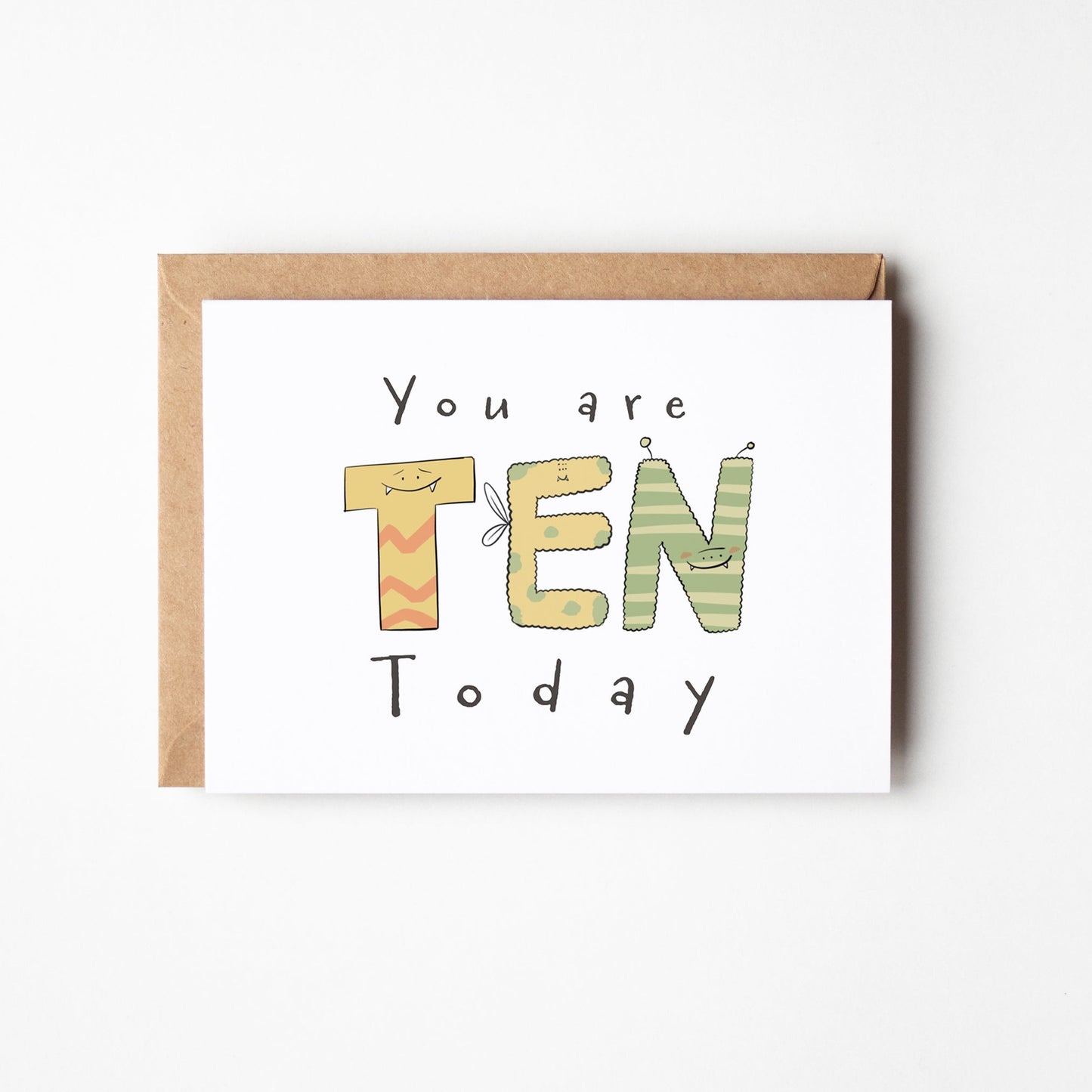 You Are 10 Today – Cute Monster Milestone Birthday Card