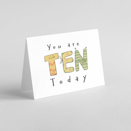 You Are 10 Today – Cute Monster Milestone Birthday Card