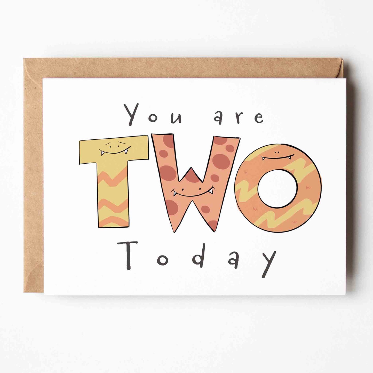 You Are 2 Today – Cute Monster Milestone Birthday Card