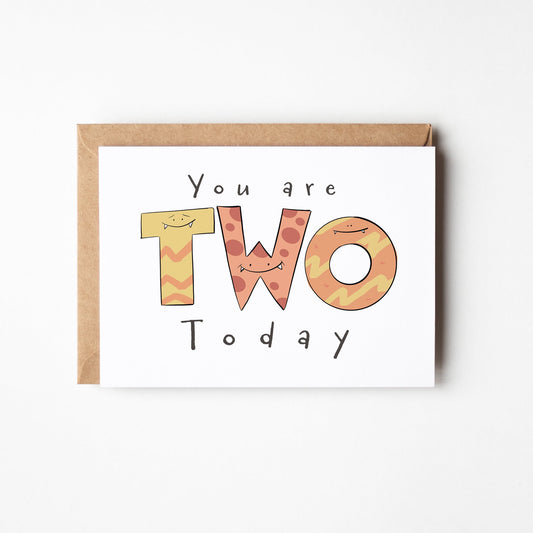 You Are 2 Today – Cute Monster Milestone Birthday Card
