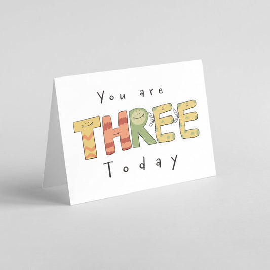 You Are 3 Today – Cute Monster Milestone Birthday Card