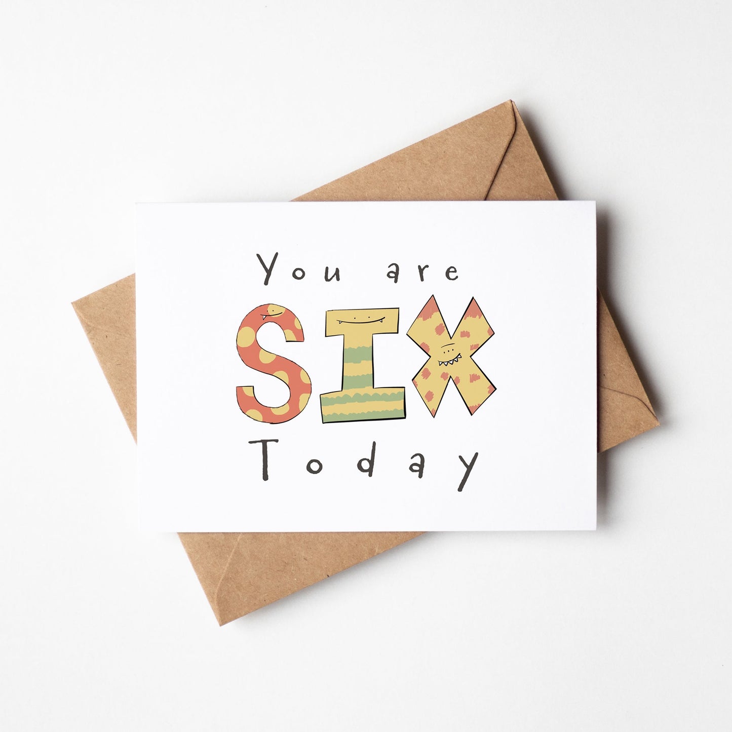 You Are 6 Today – Colourful Monster Birthday Card