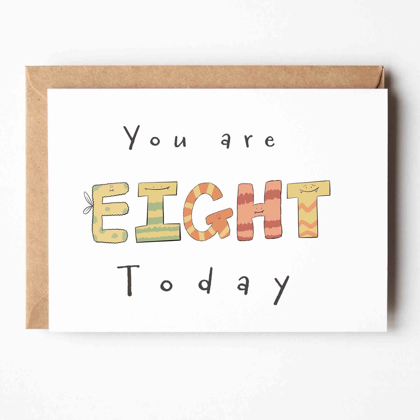 You Are 8 Today – Monster-Themed Milestone Birthday Card