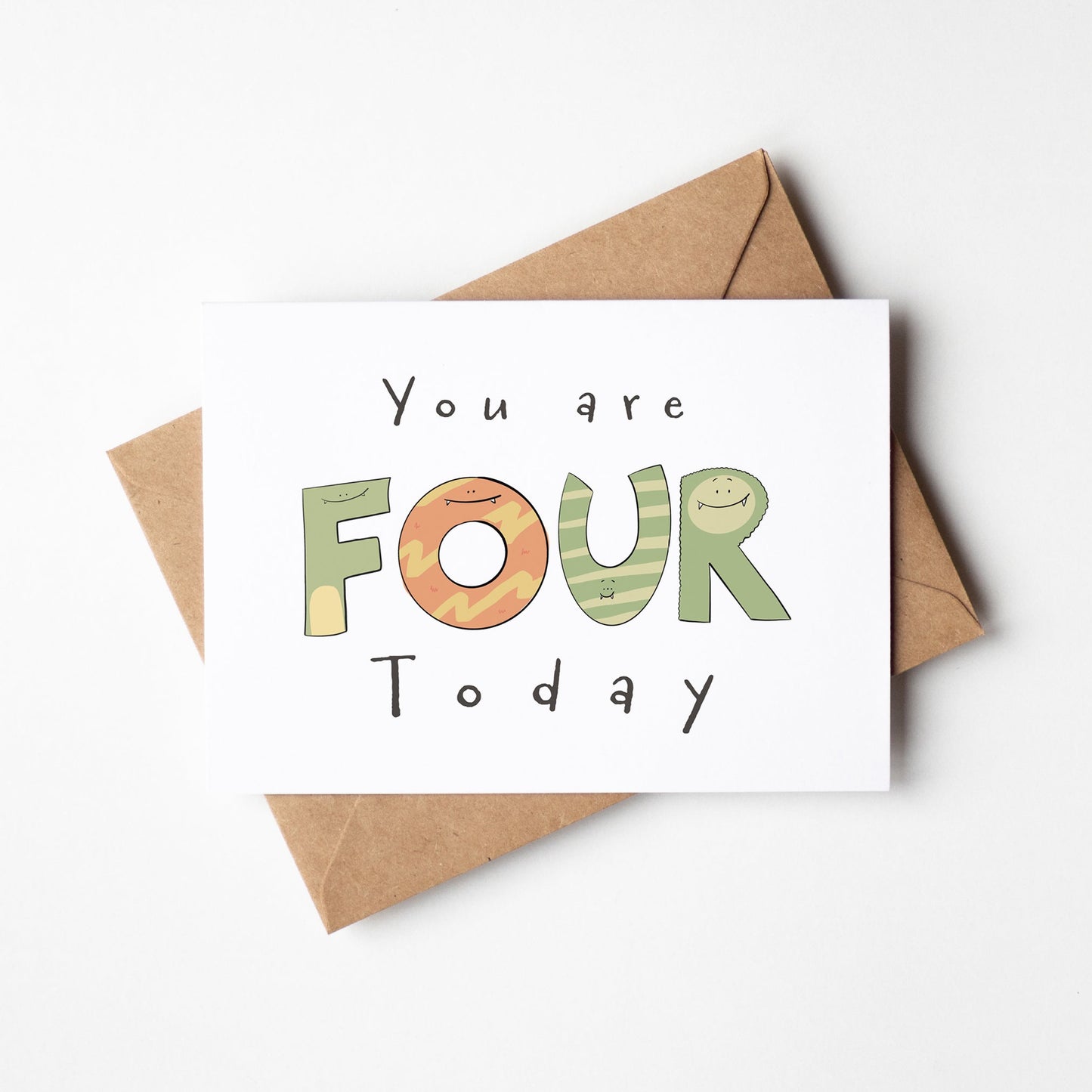 You're 4 Today - Monster Birthday Card