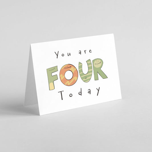 You're 4 Today - Monster Birthday Card