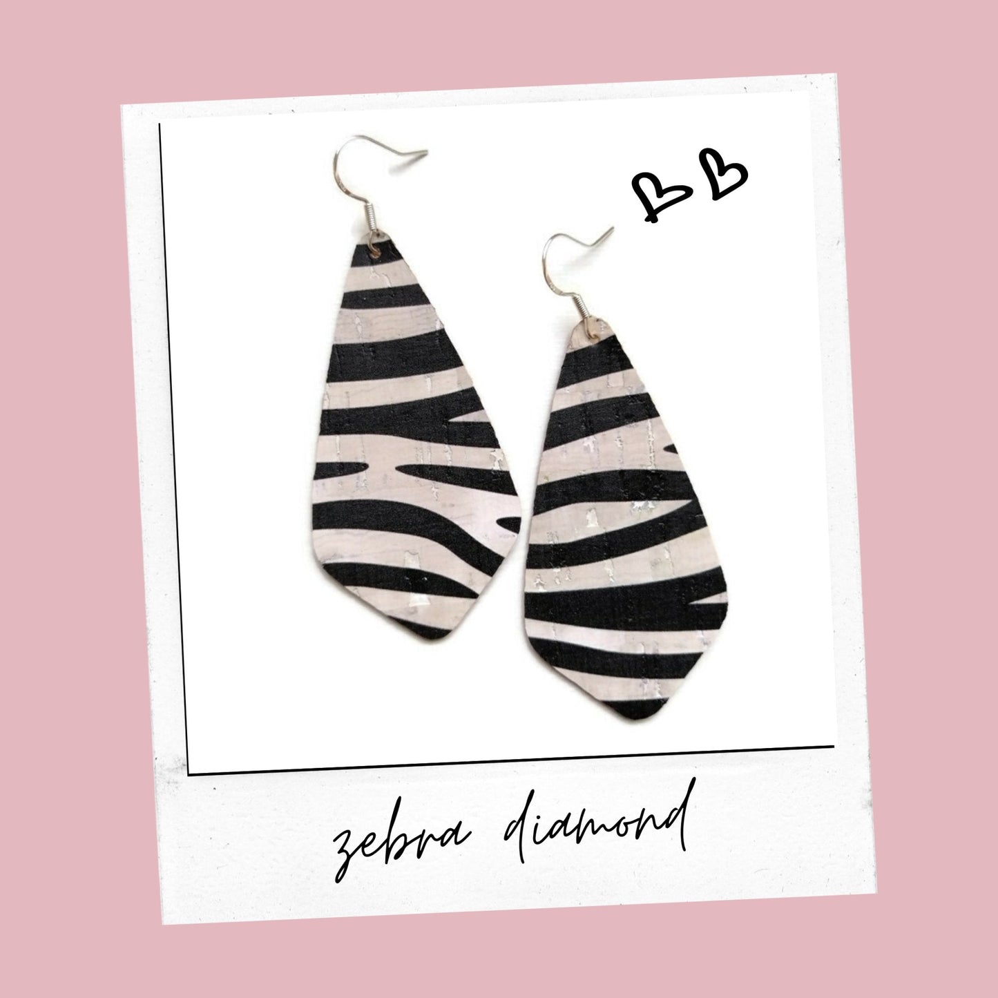 Zebra cork diamond earrings