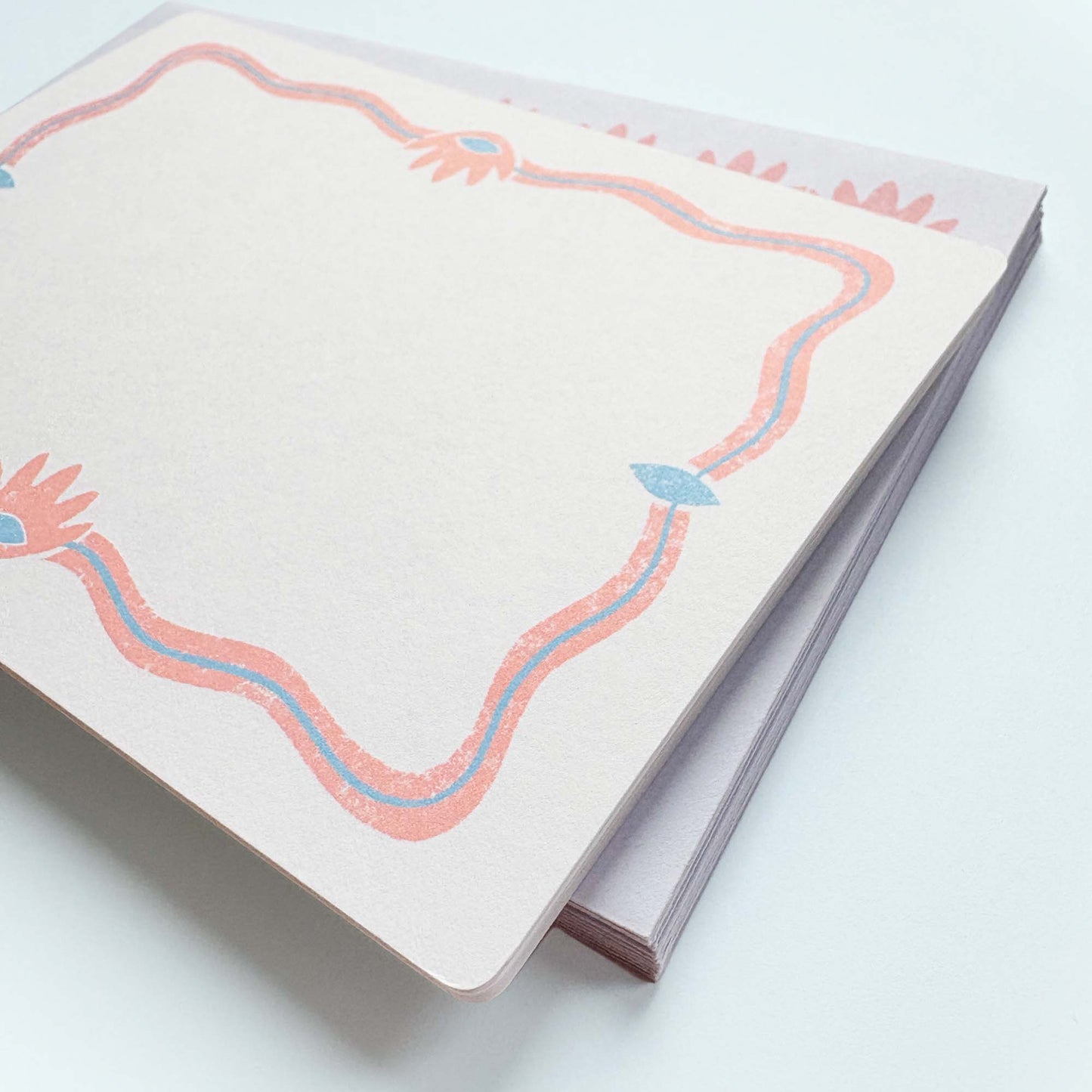 Set of 12 Notecards And Envelopes - Stamped in Pink